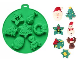Molde silicona 7 figuras Navidad REDONDO